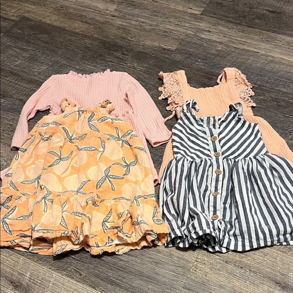 Floral and Striped Kids Dress Set